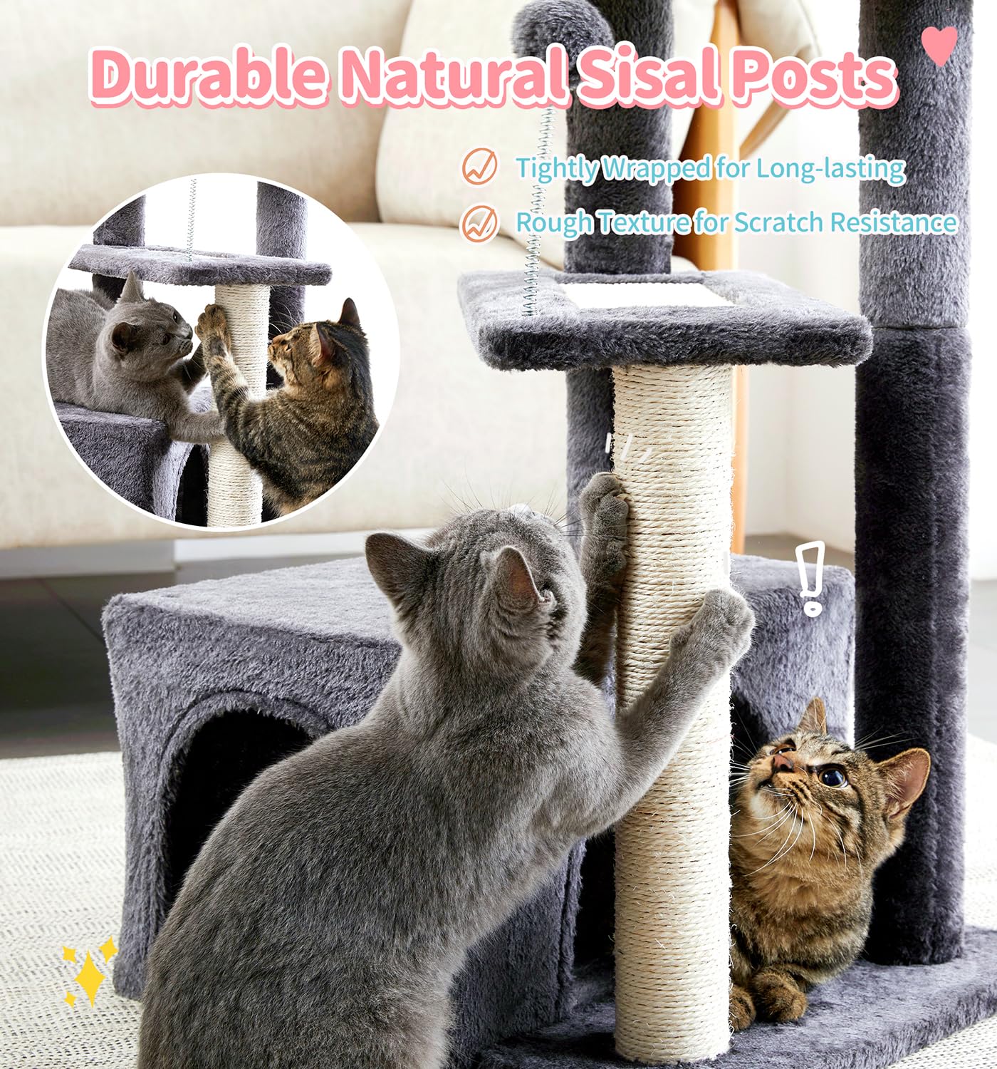 Made4Pets Cat Tree, Multi-Level Small Cat Tower For Indoor Cats, 29' Tall Cute Kitten Scratcher Condo With Sisal Scratching Pos